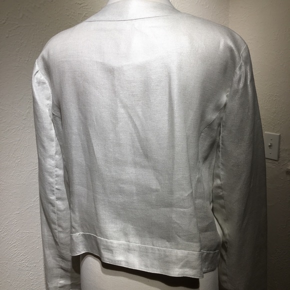 White with Silver Zip Front Blazer Jacket - Picture 2 of 3